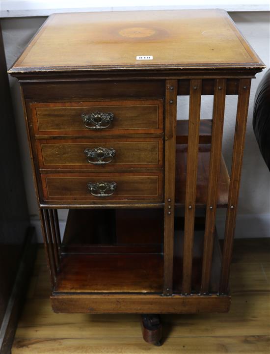 An Edwardian inlaid revolving bookcase, H.83cm